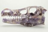 Carved Amethyst Dinosaur Crystal Skull - Ferocious! #227049-4
